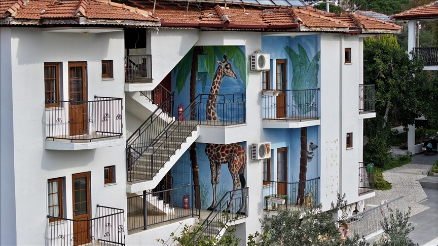 Муралист украсува ѕидови и урбани површини во турска Мугла давајќи им живот