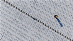 Gaziantep’teki Barak Ovası’nda fıstık bahçeleri karla kaplandı