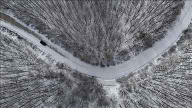 Kırklareli'nde karla kaplanan Istranca Ormanları havadan görüntülendi