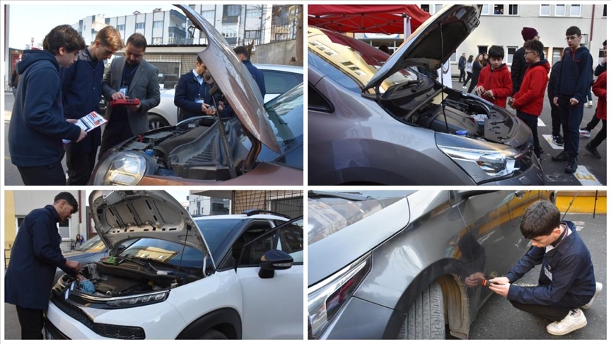 Trabzon'da araçların bakımını yaparak öğrendiklerini pratiğe döken meslek liseliler saha tecrübesi kazanıyor