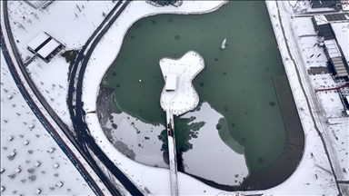 Kayseri'de kar ve sis manzaraları dronla görüntülendi