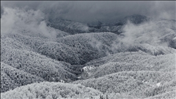 Sakarya Çam Dağı'nda oluşan kış manzaraları havadan görüntülendi