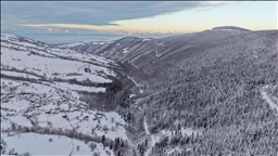 Samsun'da karla kaplanan ormanlar dronla görüntülendi