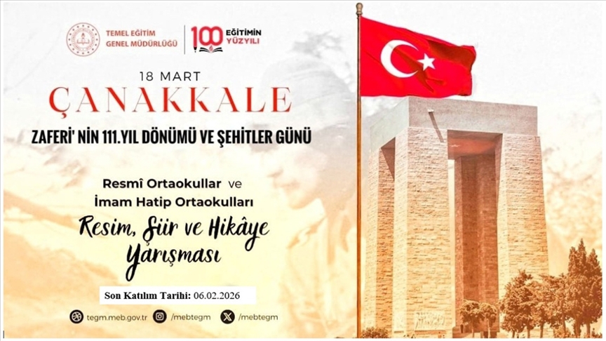 MEB, 18 Mart Çanakkale Zaferi'nin 111. yılını yarışmayla kutlayacak
