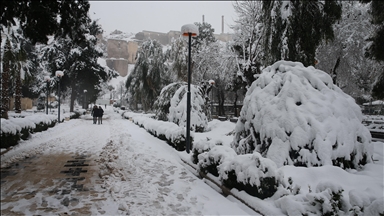 Şanlıurfa'daki tarihi Balıklıgöl karla beyaza büründü