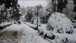 Şanlıurfa'daki tarihi Balıklıgöl karla beyaza büründü