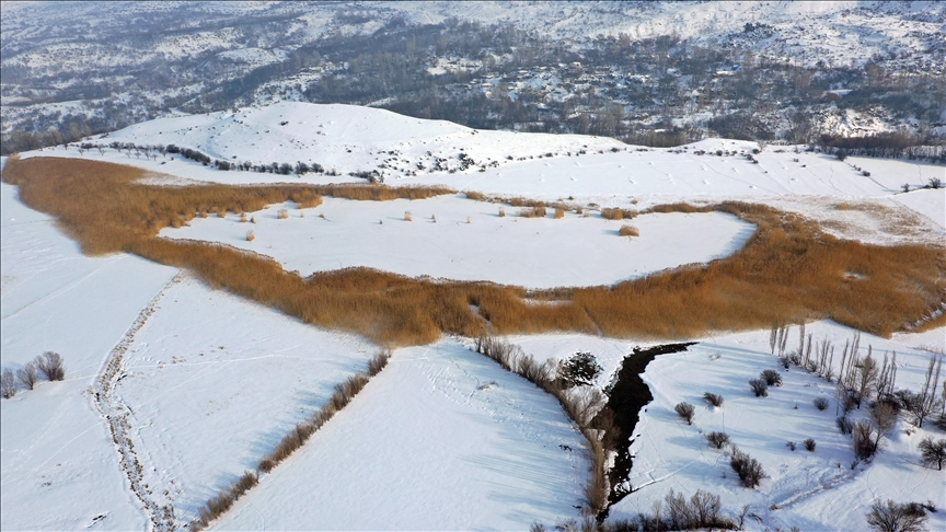 Gola Uçkayayê ya li Îdirê qeşa girt