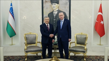 Cumhurbaşkanı Erdoğan, Özbekistan Cumhurbaşkanı Mirziyoyev'i havalimanında karşıladı