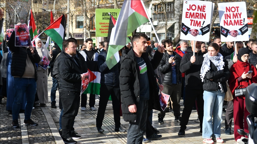 Protesters in Tirana demonstrate against Albanian prime minister’s visit to Israel