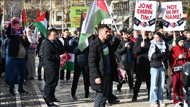 Protesters in Tirana demonstrate against Albanian prime minister’s visit to Israel