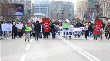 Protesters in North Macedonia's capital demand action on air pollution linked to cement plant