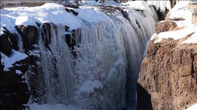 Патерсон Грејт Фолс во Њу Џерси претворени во замрзнат спектакл по арктичката „експлозија“