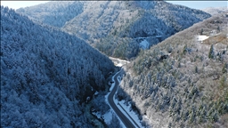 Karla kaplanan Küre Dağları havadan görüntülendi