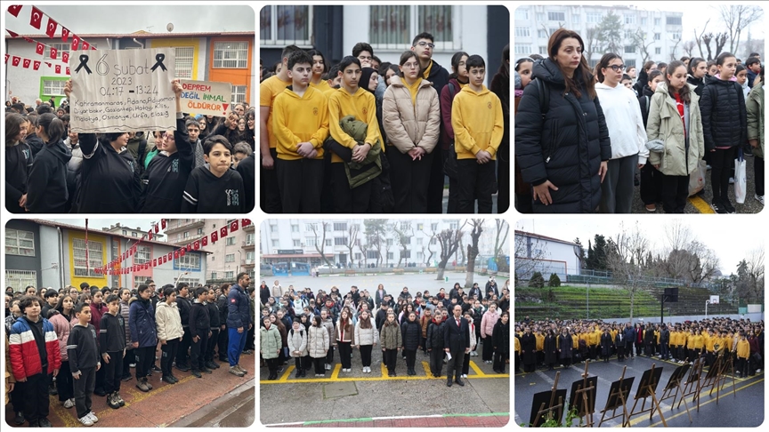 Okullarda 6 Şubat depremlerinde hayatını kaybedenler için saygı duruşunda bulunuldu