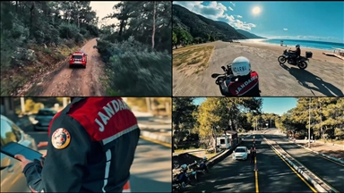 Muğla'da jandarma ekiplerinin devriyesi havadan ve aksiyon kamerasıyla görüntülendi