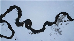 Erzurum'da karla kaplanan mendereslerde kış güzelliği