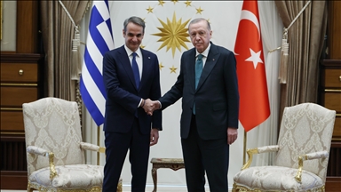 Turkish President Erdogan receives Greek Premier Mitsotakis in Ankara for high-level talks