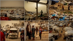 Gazze'de etkili olan kum fırtınası güç koşullarda yaşayan Filistinlilere zor anlar yaşatıyor