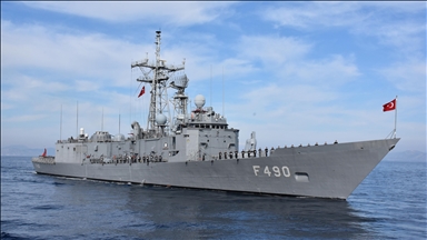 NATO'dan Akdeniz'deki harekat kapsamında komuta görevini yürüten TCG Gaziantep fırkateynine ilişkin paylaşım