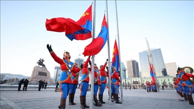 На главной площади Улан-Батора подняли государственный флаг по случаю лунного Нового года