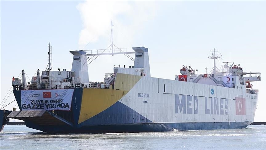 Türk Kızılayın Gazze için hazırladığı 21. "İyilik Gemisi" Mısır'a ulaştı
