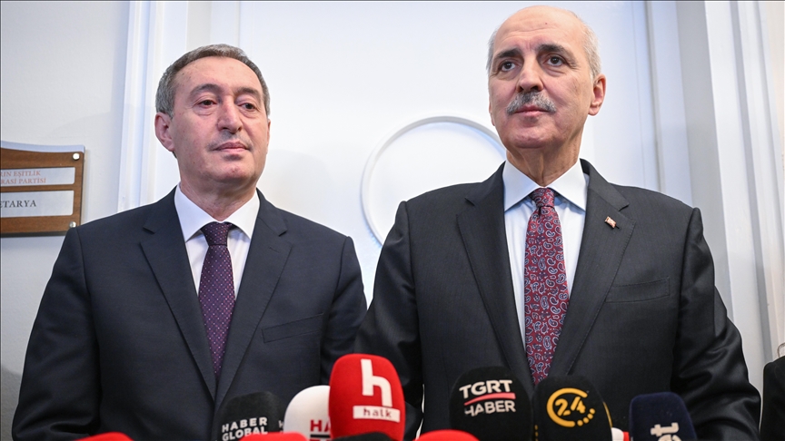 Serokê TBMMê Kurtulmuş serdana Hevserokên Giştî yên DEM Partiyê Bakirhan û Hatimogullari kir