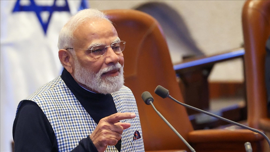 Former Israeli lawmakers fill opposition seats during Indian premier’s Knesset address