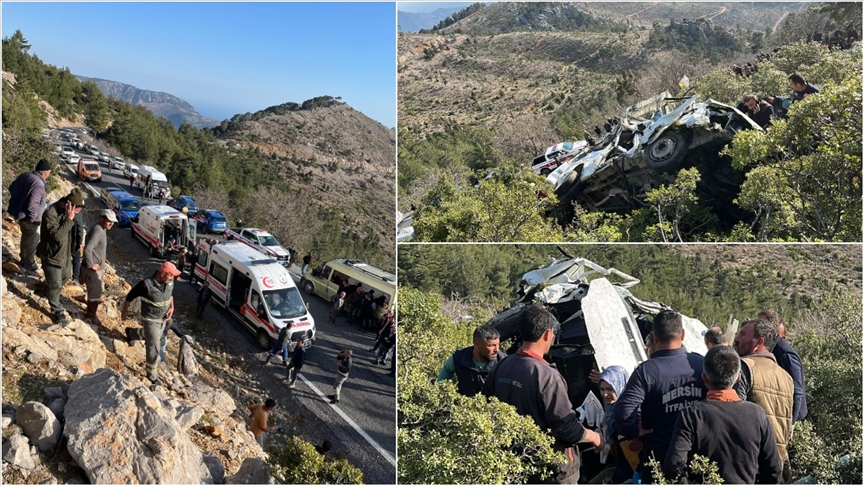 Mersin'de tarım işçilerini taşıyan minibüsün şarampole devrilmesi  sonucu 3 kişi öldü, 11 kişi yaralandı