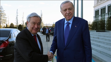 الرئيس أردوغان يستقبل غوتيريش في المجمع الرئاسي بأنقرة