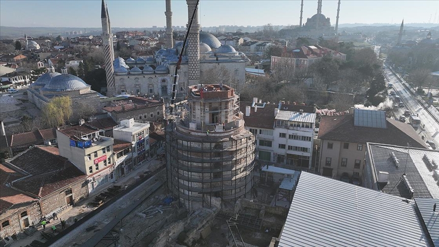 Edirne'de tarihi Makedon Kulesi'nin dış cephe çalışmaları tamamlandı