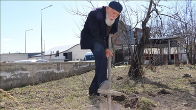 Sivas'ta yaşayan 99 yaşındaki "Kaya dede" enerjisiyle dikkati çekiyor