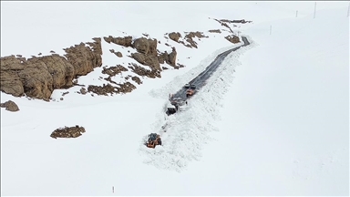 Van-Bahçesaray kara yolunda karla mücadele çalışmaları sürüyor