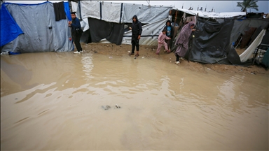 3 Palestinians injured as heavy rains inundate tents sheltering displaced Gazans