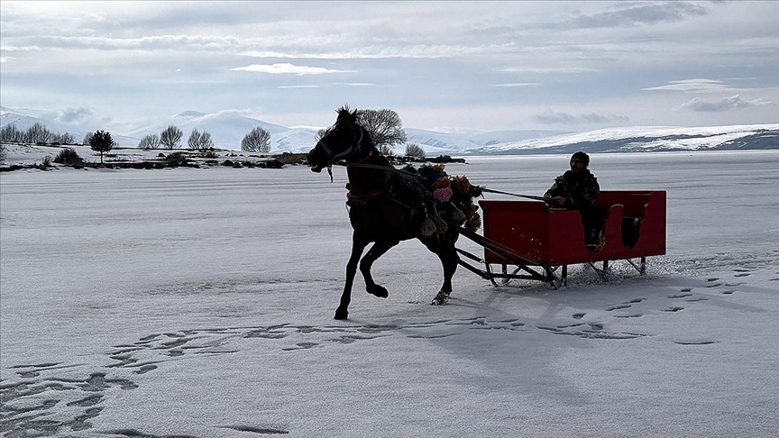 Çıldır Gölü'nde atlı kızak sezonu tamamlandı