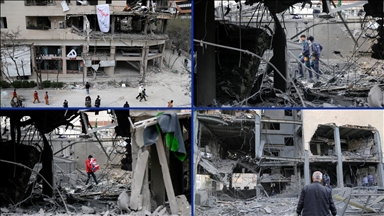 AA ekibi, ABD-İsrail saldırısında vurulan Tahran'daki Al Araby TV binasını görüntüledi