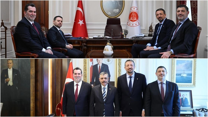 TBF Başkanı Türkoğlu, Adalet Bakanı Gürlek ile İçişleri Bakanı Çiftçi'yi ziyaret etti