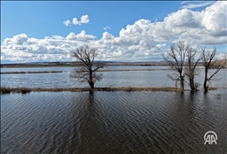 Li Sîvasê dîmenê ava ku piştî baranê li ser eraziyên çandiniyê golî bû, ji hewa va hat kişandin