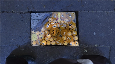 Başkentte kırık kaldırım taşları sanata dönüşüyor