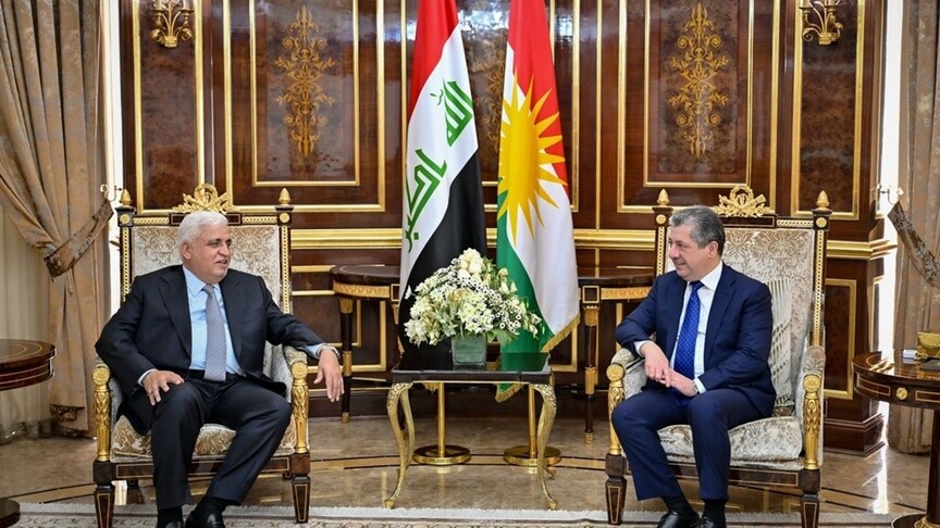 سەرۆکوەزیران بارزانی پێشوازی لە سەرۆکی دەستەی حەشدی شەعبی فالح فەیاز کرد
