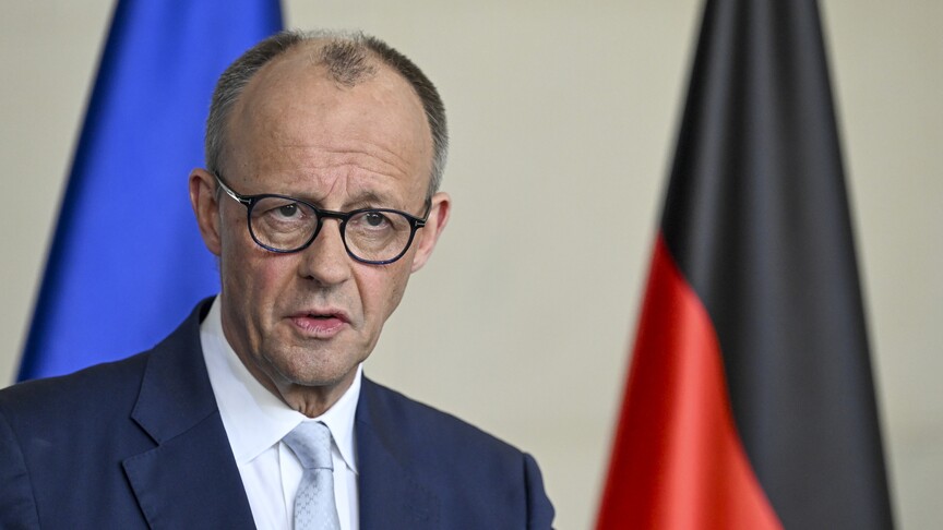 German Chancellor Friedrich Merz speaking on the US-Iran negotiations