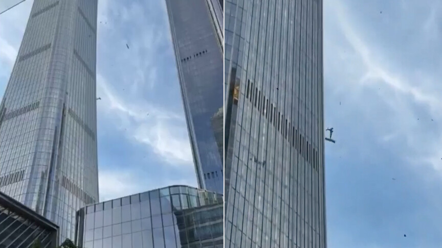 Pekin'in en yüksek gökdelenine küçük uçak çarptı