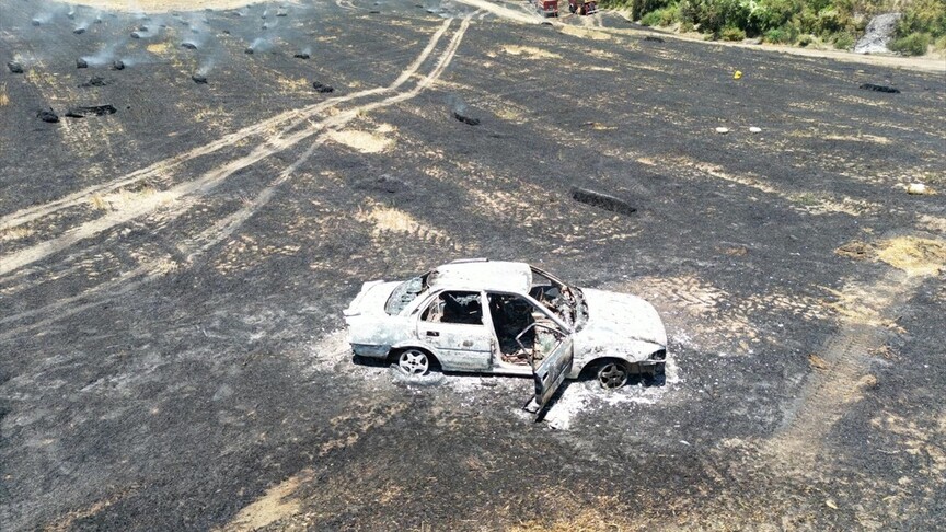 Adana'da park halindeki araçta çıkan yangın ormanlık alana sıçradı