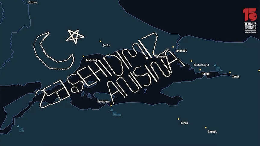 15 Temmuz'un 253 şehidi anısına gökyüzüne yazı yazıldı