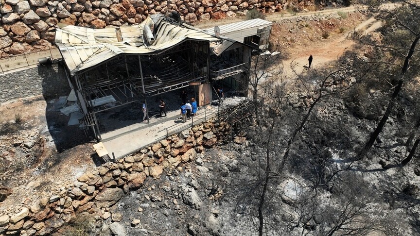 Fethiye'deki orman yangınından etkilenen alanda hasar tespit çalışması yapılıyor