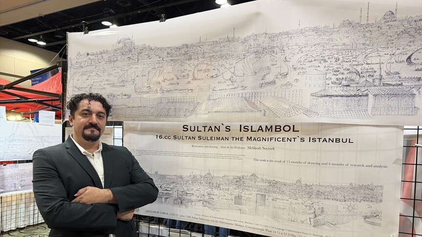 ABD'de yaşayan ressam Soytürk, "16. yüzyıl İstanbul panoraması" eserini yeniden canlandırdı