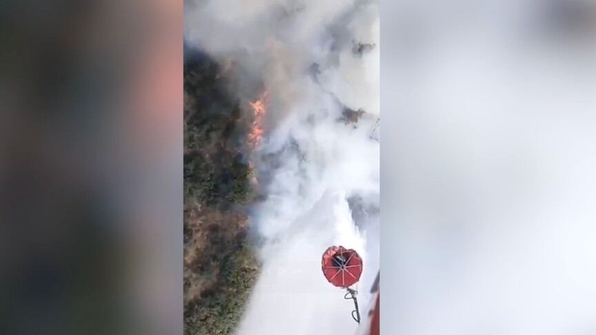 Balıkesir'in Sındırgı ilçesinde ormanlık alandaki yangına müdahale ediliyor