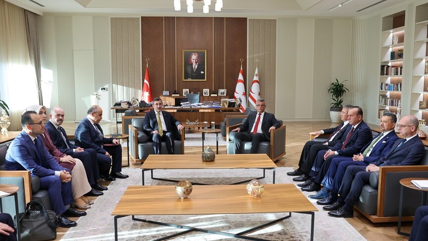 Cumhurbaşkanı Yardımcısı Yılmaz, KKTC Cumhurbaşkanı Erhürman ile bir araya geldi