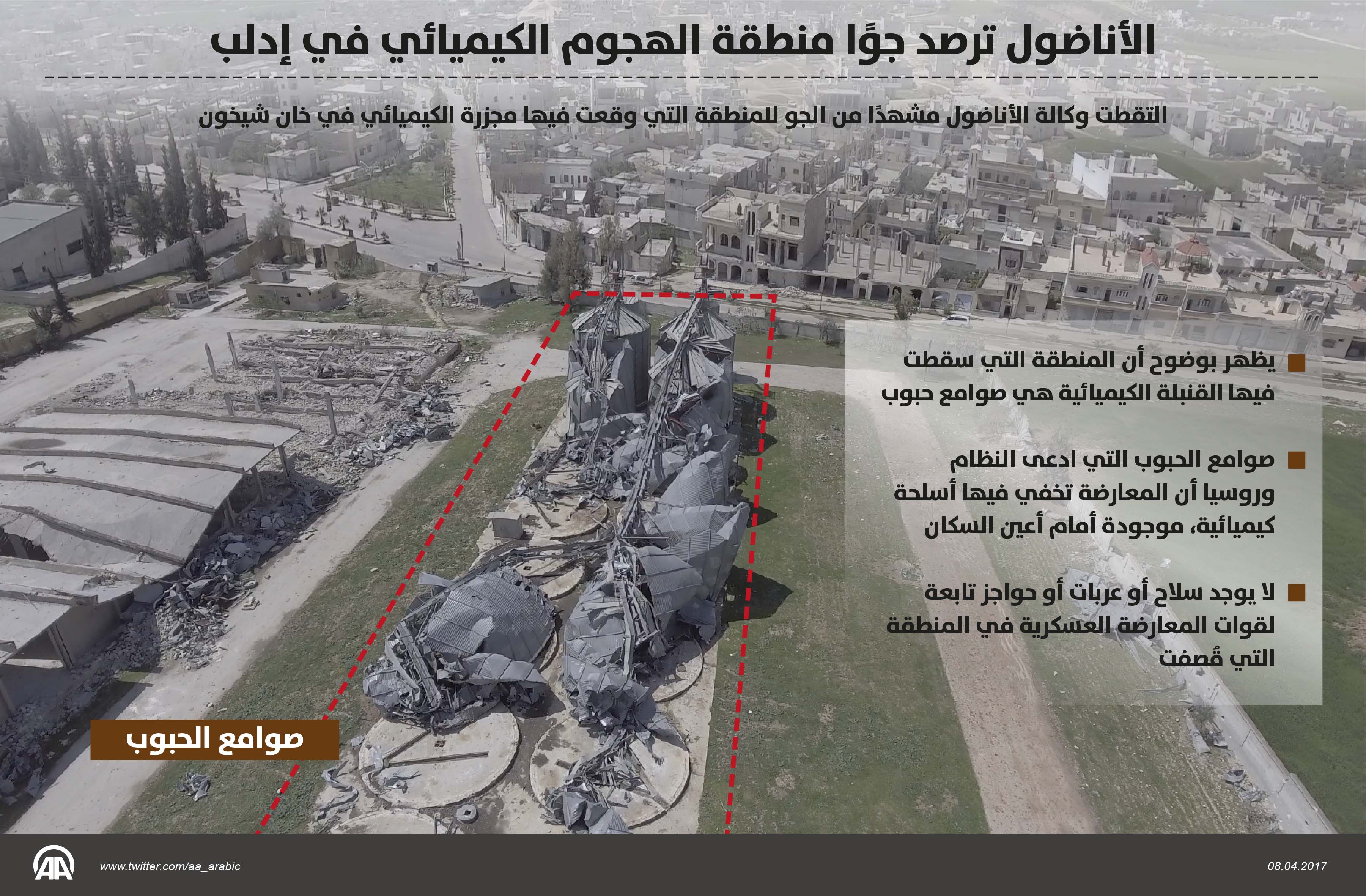 الأناضول ترصد جوًا منطقة الهجوم الكيميائي في إدلب