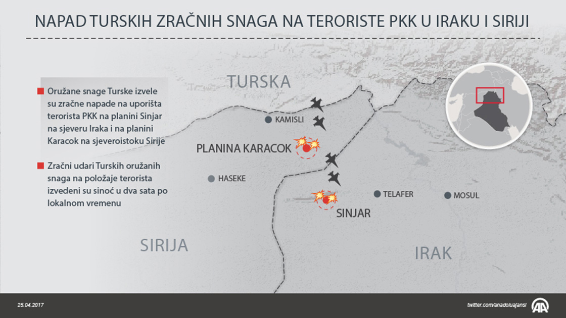Turske zračne snage izvele napade na uporišta terorista PKK u Iraku i Siriji