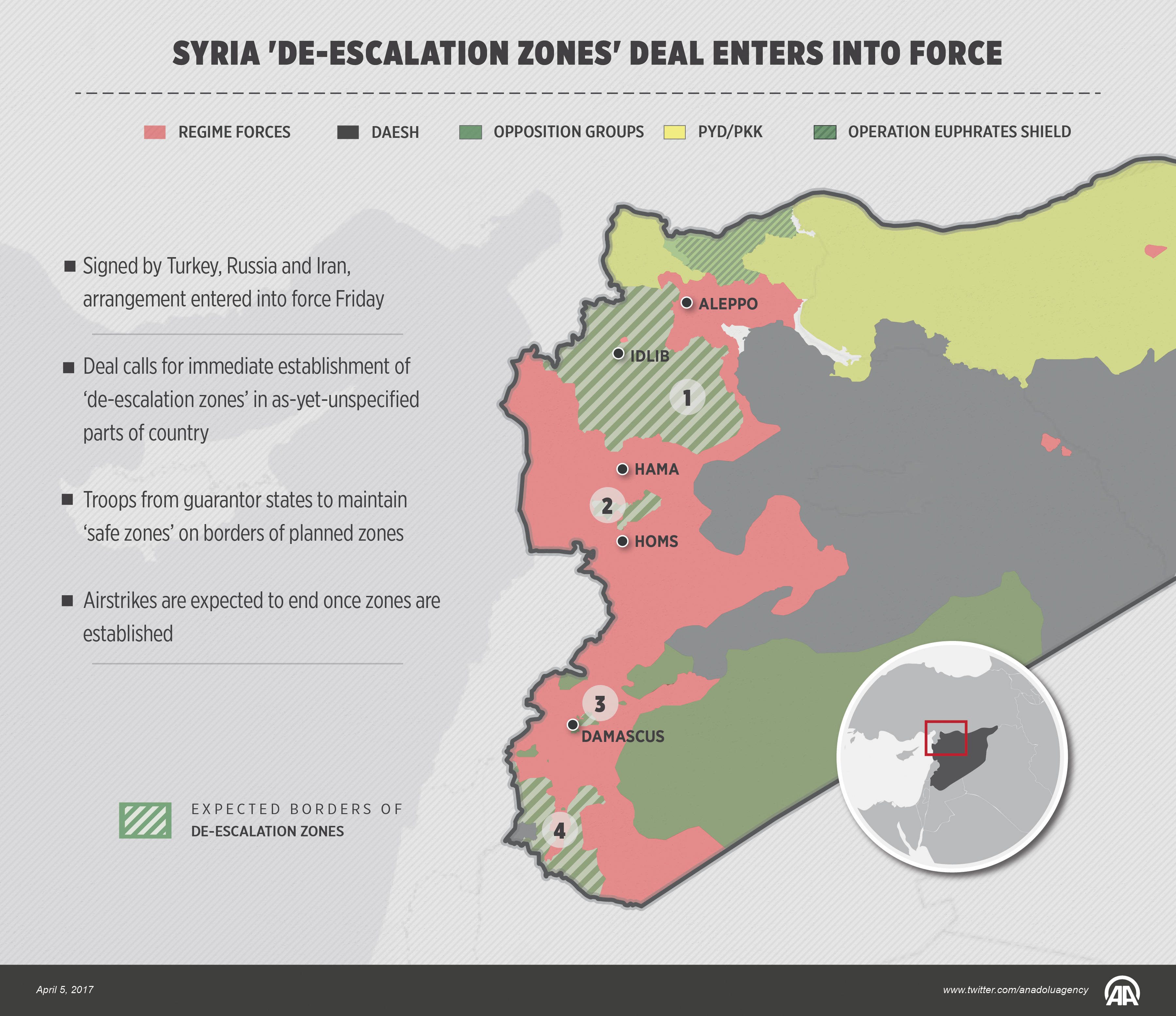 Syria 'de-escalation zones' arrangement enters into force